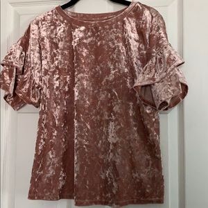 Pink Velour Short Sleeve Top